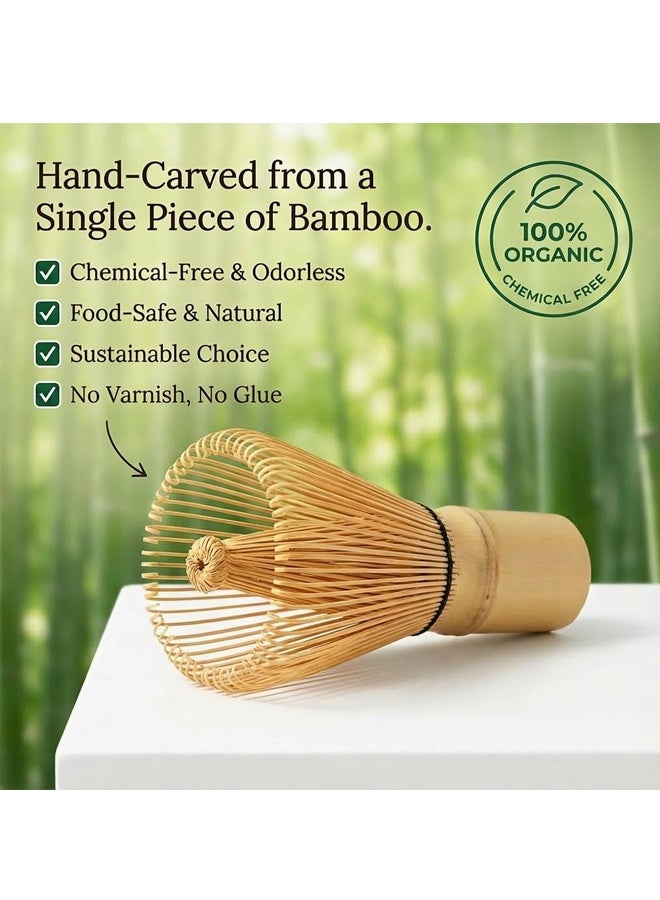 2 Pcs Matcha Whisk Set - Matcha Whisk and Tea Spoon,The Perfect Sets to Prepare a Traditional Cup of Japanese Tea, Handmade from 100% Natural Bamboo - Image 2